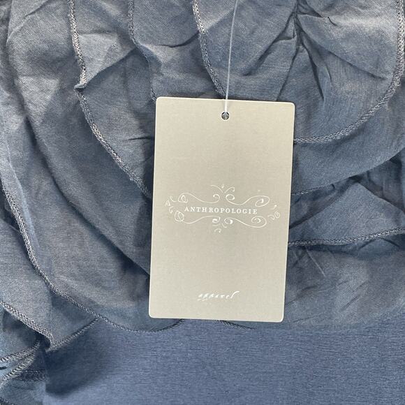 Deletta Anthropologie Women's Crew Neck Lace Grey Top Ruffle Sleeve Size M NWT - Picture 3 of 6